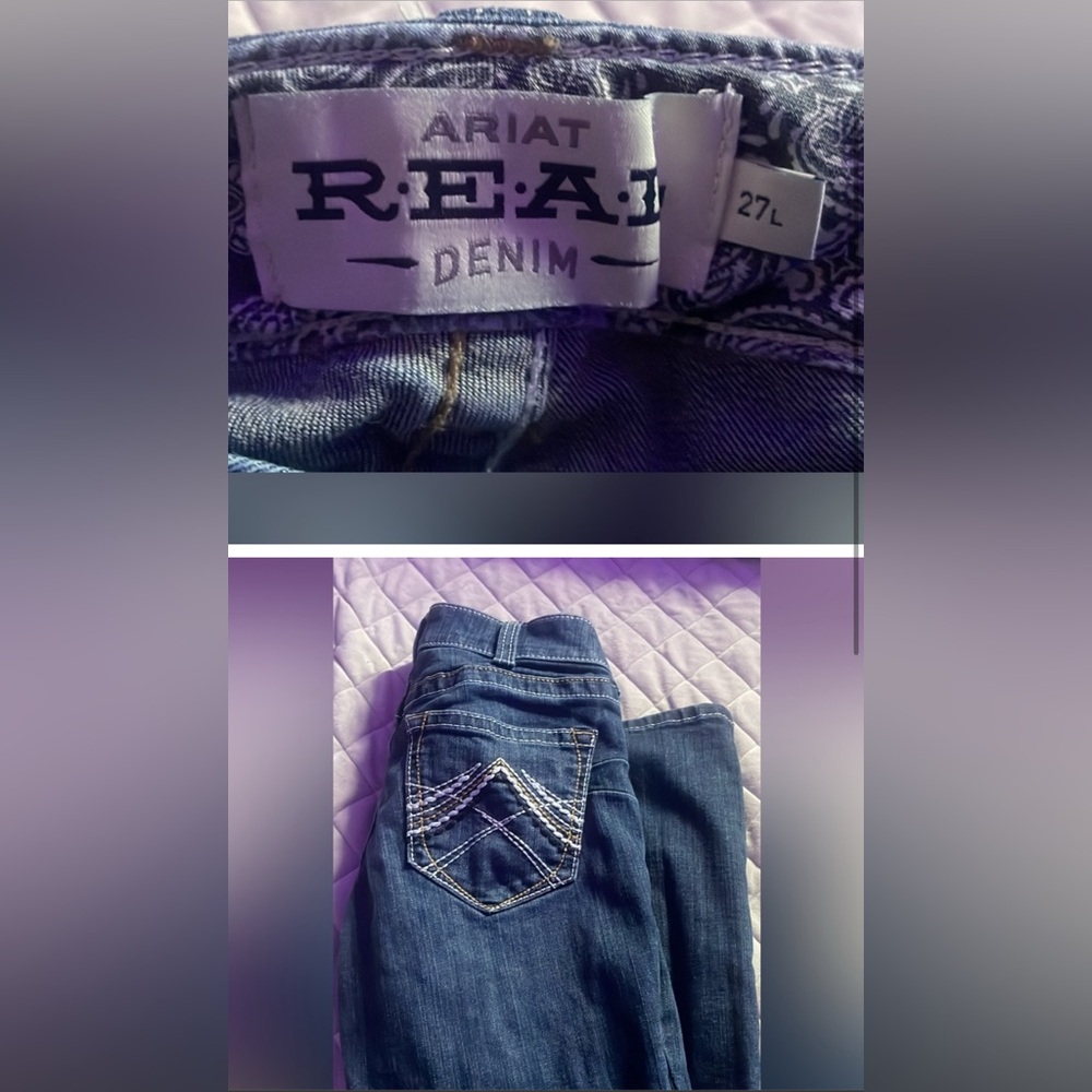 Ariat Blue Boot Cut Jeans with Decorative Stitching